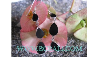 Earrings silver Black Shells